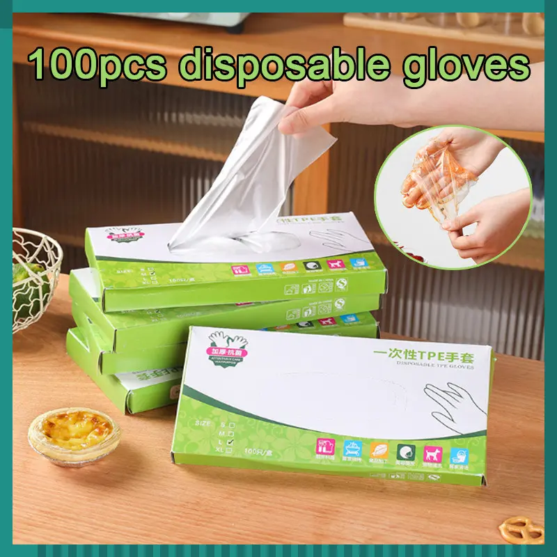 [Mishilei]100 Disposable TPE Gloves Food Grade Water Oil Proof Durable Elasticity Non Leakage Material with Touch Screen Function