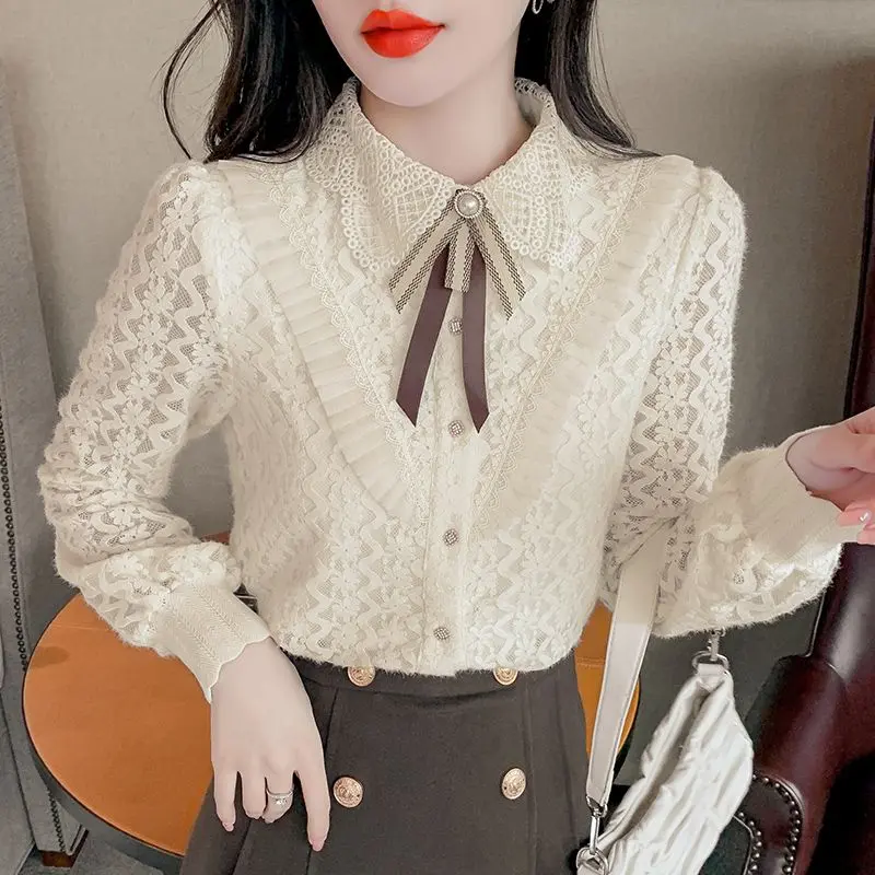 Áo Lớp Cơ Sở Cho Nữ, Áo Ren Dáng Rộng Cao Cấp, Thời Trang, Phong Cách Phương Tây, Áo Chống Lão Hóa, Dễ Phối Đồ, Hàng Mới Về Mùa Thu 2024
