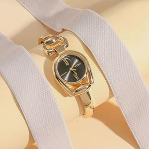 Jam Tangan Butang Vintaj, Untuk Wanita, Serbaguna, Angka Rom, Dail Aurora, Jalur Keluli Nipis Berongga, Pergerakan Kuarza Watches