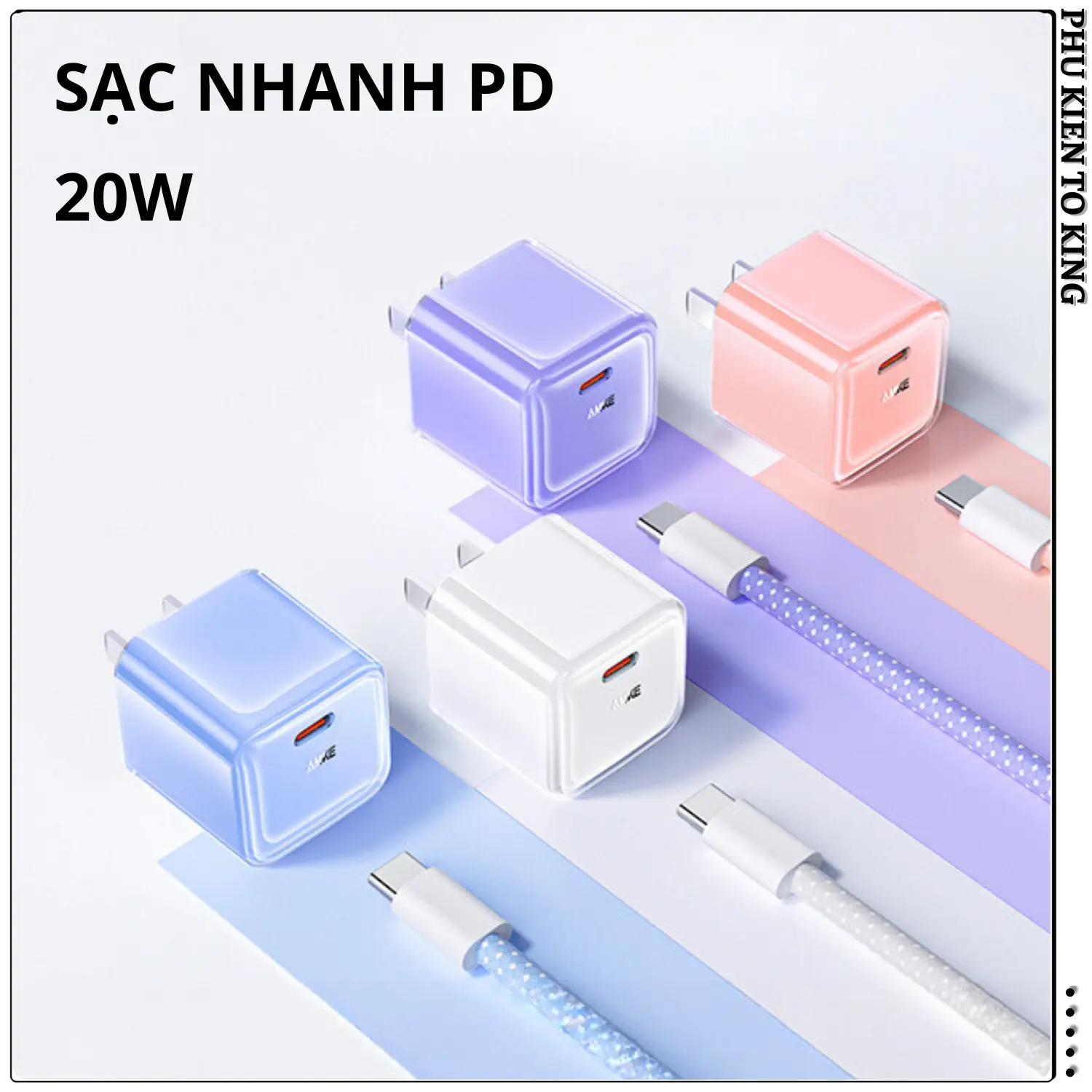 Bộ Sạc Nhanh AMKE GaN5 20W S6202 Hỗ Trợ Sạc Nhanh PD Cho lP8 - lP14