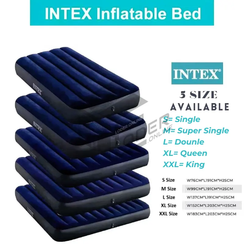 LODER INTEX 5 Sizes/ 25cm Extra Thick Dura Beam Standard Inflatable Air Bed Air Mattress Tilam Angin Furniture Camping Outdoor Sleeping
