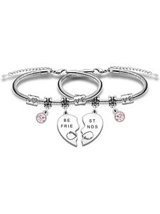 Fashion Heart Design Letter Pattern Bracelet, Cute Charm Bracelet for Women & Girls, Fashion Jewelry for Party, Daily Decor, Trendy Jewelry for Birthday Gift, Valentine's Day, Gift