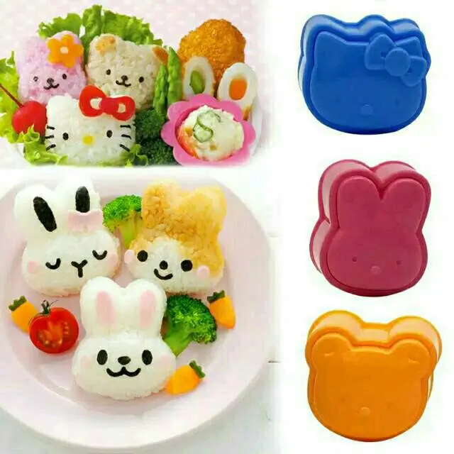 Cetakan Nasi Bola / Bento 3 In 1 / Rice Mold Cetakan Nasi Dengan 3 Motif Lucu / Bola Nasi Shake Bola