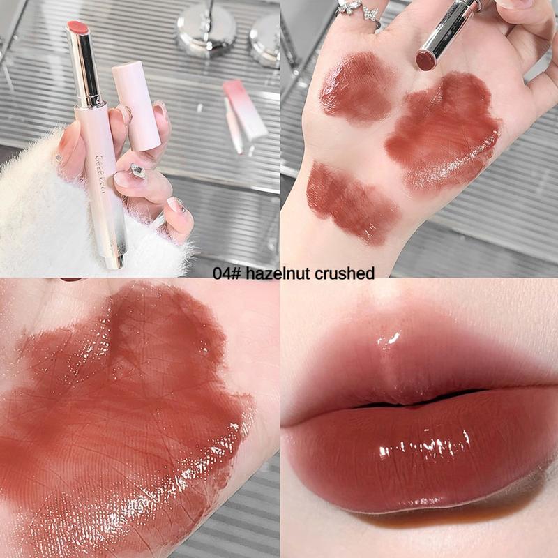 Gege Bear Jelly Solid Lip Gloss Cute Hydrating Mirror Red Brown Lipstick Clear Moisturizing Lips Tint Nature Nude Lip Makeup Cosmetics 6