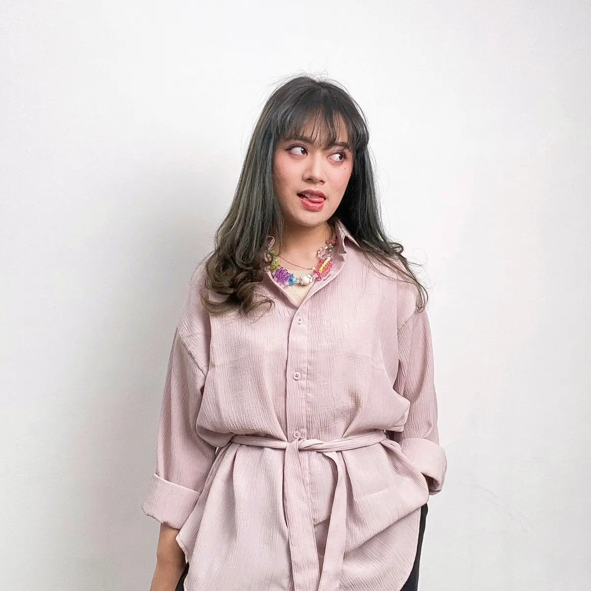 MAUDY SHIRT/KEMEJA BASIC TALI/KEMEJA TALI/ Baju Wanita Panjang Tangan