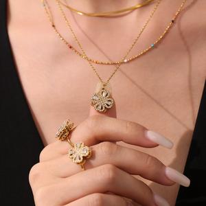 สร้อยคอดอกไม้สี่แฉก, สร้อยคอสแตนเลสแฟชั่น, สร้อยคอแฟชั่นหรูหราสำหรับผู้หญิง, สร้อยคอที่หรูหราเบา ๆ สร้อย  โชคลาภ  เพื่อ  โอน  โชค  ใหม่