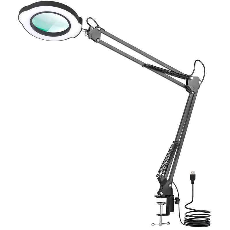 Product Introduction of 4.3inch 84 LED 10X Magnification Illuminated Magnifier, 1 Count USB Powered 5 Colors LED Magnifying Glass for Soldering Iron Repair, Table Lamp, Skincare Beauty 0