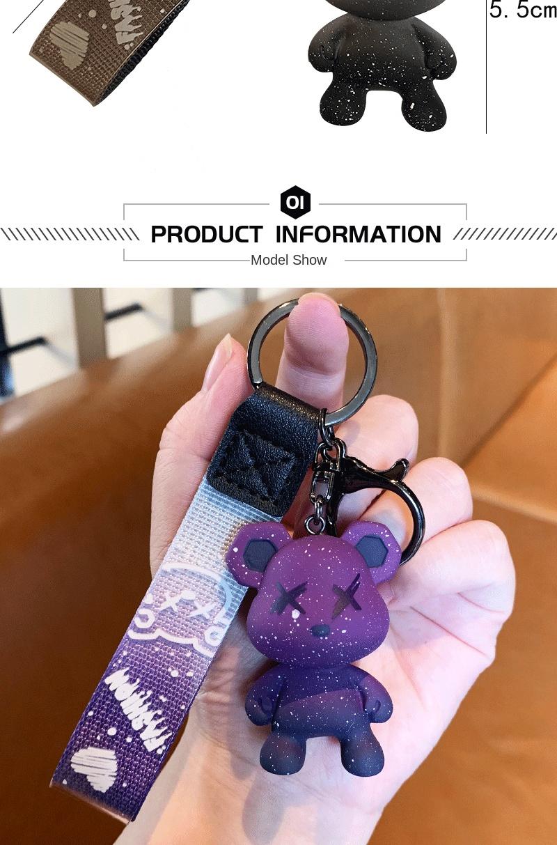Product Introduction of Creative Starry Sky Color Changing Bear Keychain Wholesale Fashion Couple Car Key Chain Female Exquisite Ins Handbag Pendant 1