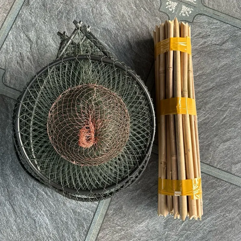 COMBO 10 Lờ cá 30x52 kèm 20 cây chống lờ cá ( lưới xanh rong ) 0