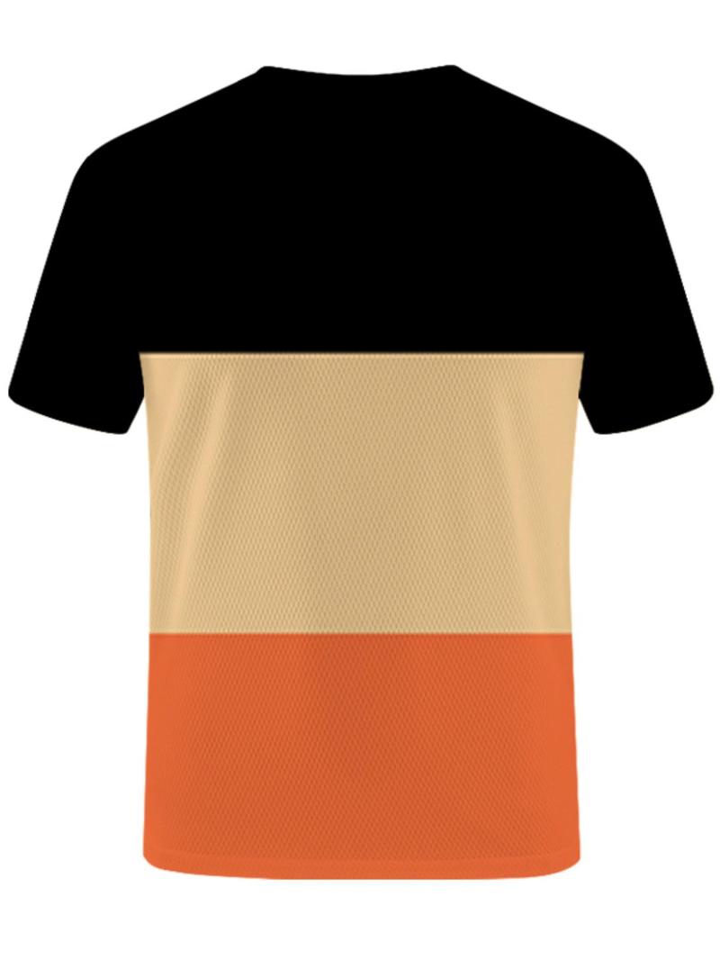 Product Introduction of Men's Regular Fit Colorblock Round Neck Tee, Casual Short Sleeve Crew Neck T-Shirt for Summer, Fashion Men's Top for Daily Wear 2