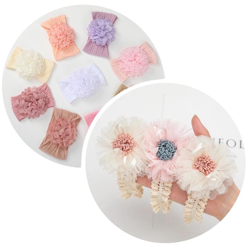  TH TuBan Hoa 2 Màu Hồng Kem CHo Bé Gái Mix Cùng Váy Mặc Đầy Tháng  Thôi Nôi 