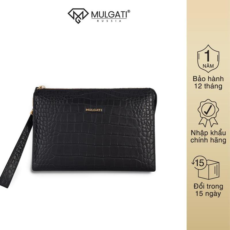 Ví Cầm Tay Clutch MULGATI Da Bò Dập Vân Cá Sấu Thiết Kế Sang Trọng Tinh Tế Cao…