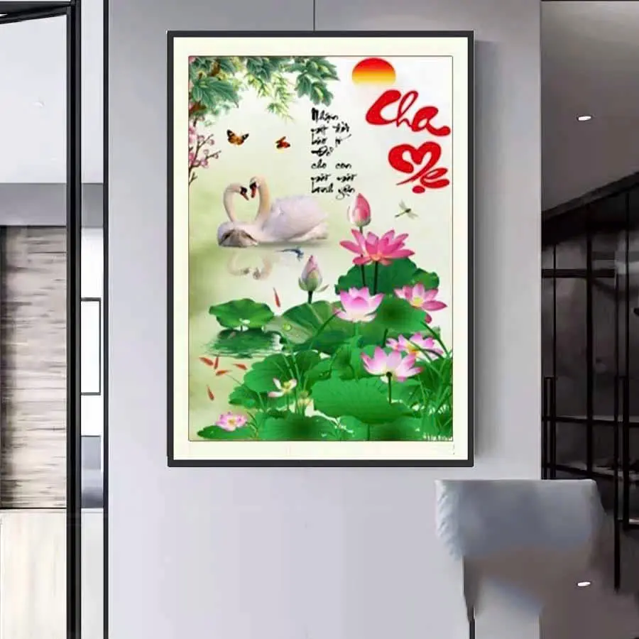 Tranh thêu chữ thập 3D Cha Mẹ LV3458 - KT:(50x75)cm