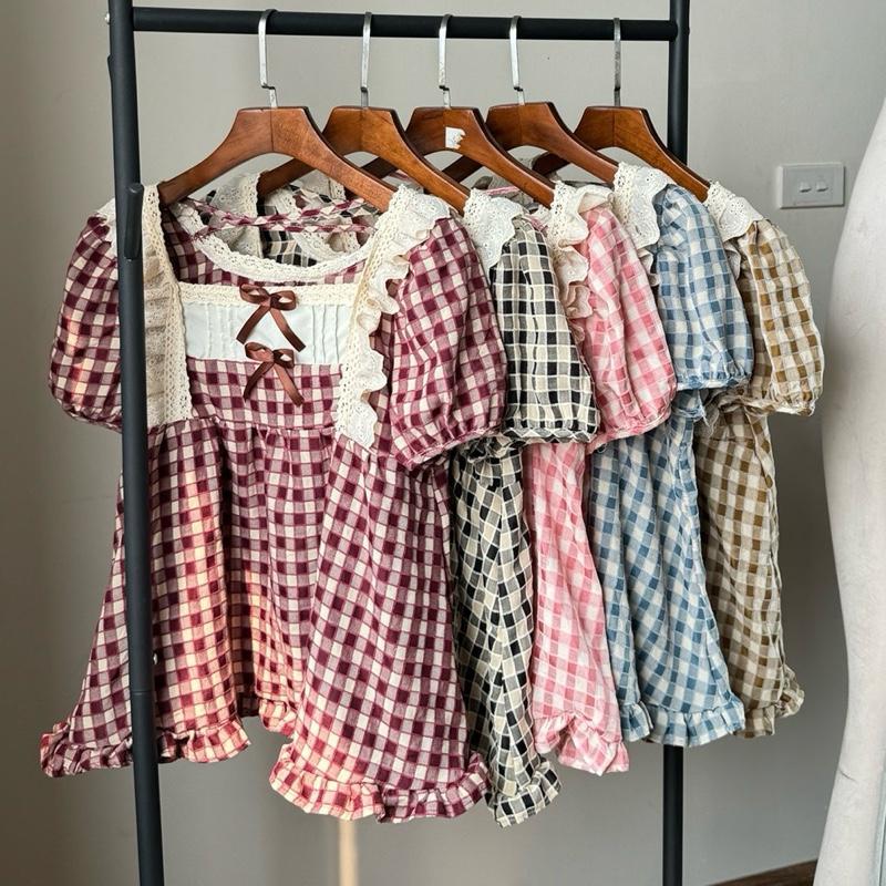Bộ Đồ Ngủ Nữ Pijama Chất Đũi Nhung Tiểu Thư HANI Thiết Kế Babydoll Đáng Yêu Chất Mềm Mịn Mát HK06 0