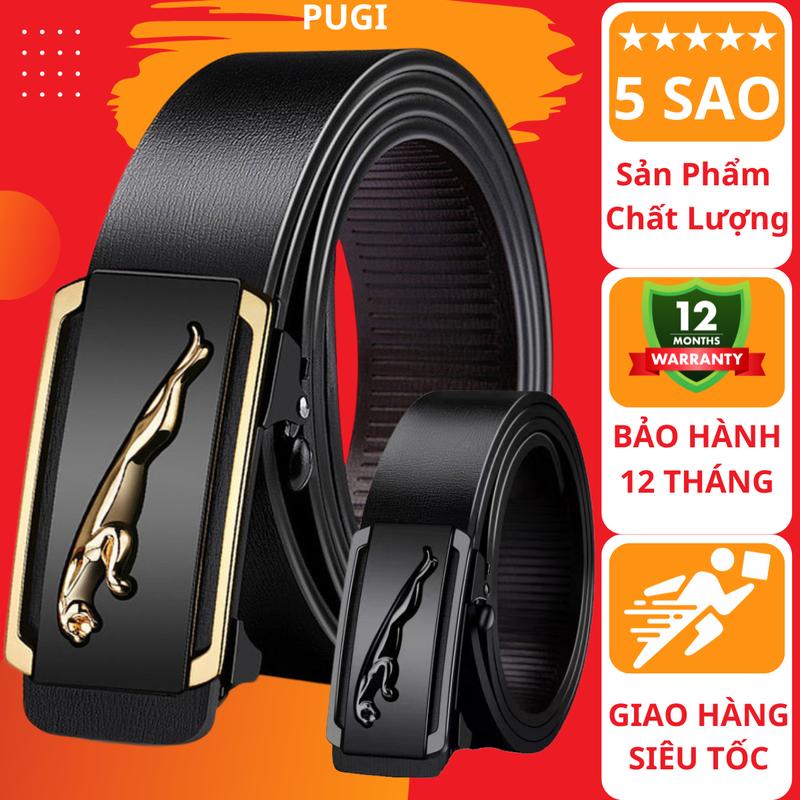 Dây nịt nam mặt hợp kim không gỉ họa tiết con cọp thắt lưng nam da mềm khóa tự động kiểu dáng thời trang cao cấp ,dây lưng giá tốt PUGI - E10