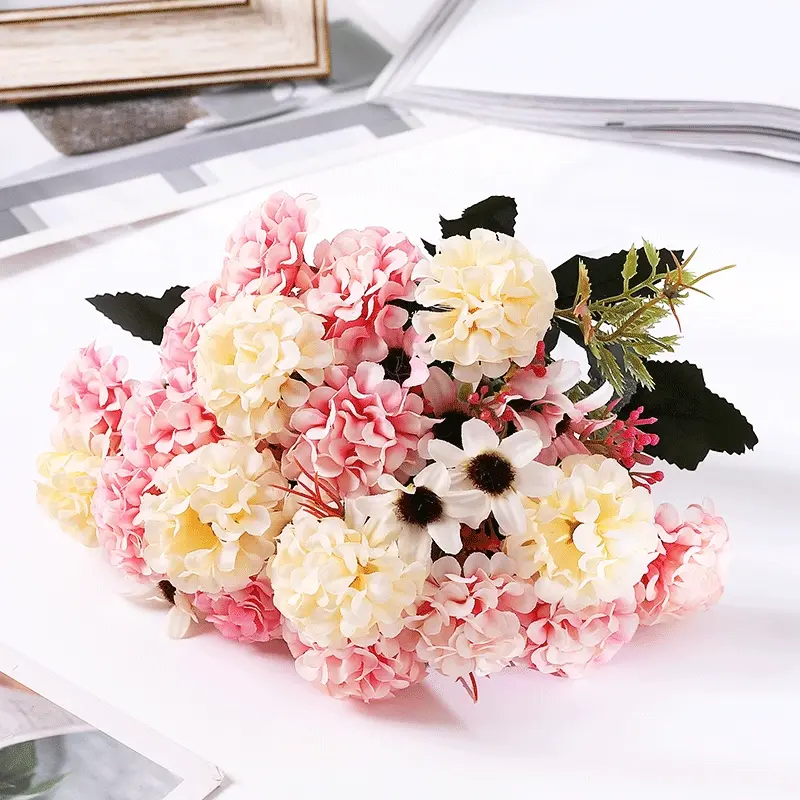 Simulated White Eucalyptus Peony Artificial 10 Heads Silk Rose Flower Bouquet Wedding Decoration Fake Flowers Home Garden Decor