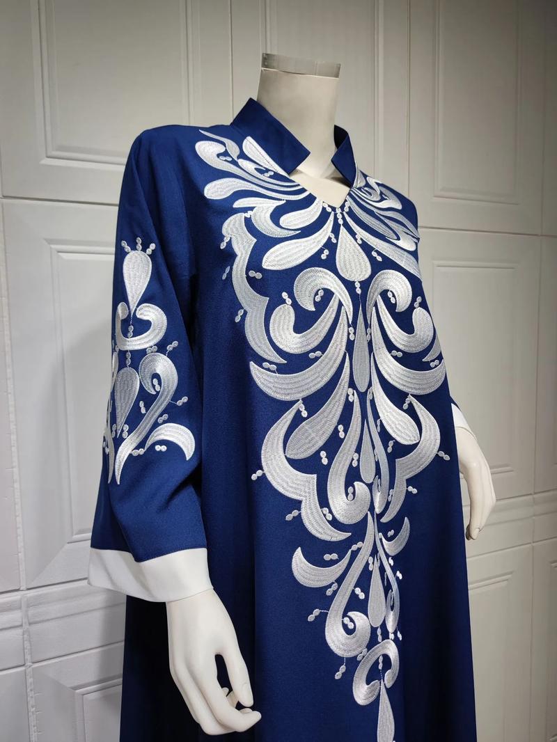 Product Introduction of Robe Muslim Abaya Dubai Embroidered Kebaya Dress Long Sleeve Gowns Moroccan Kaftan Islam Oman Qatar Ladies Dresses 24
