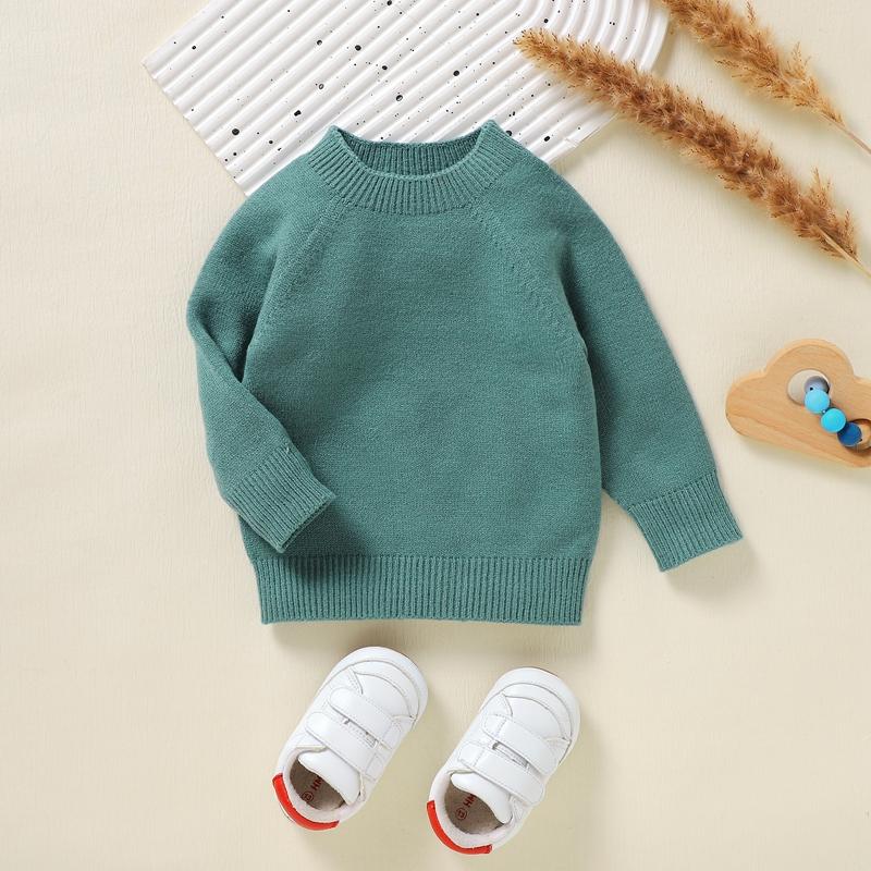 Product Introduction of Toddler Autumn Winter Knit Sweaters Long Sleeve Round Neck Solid Color Knitwears 65