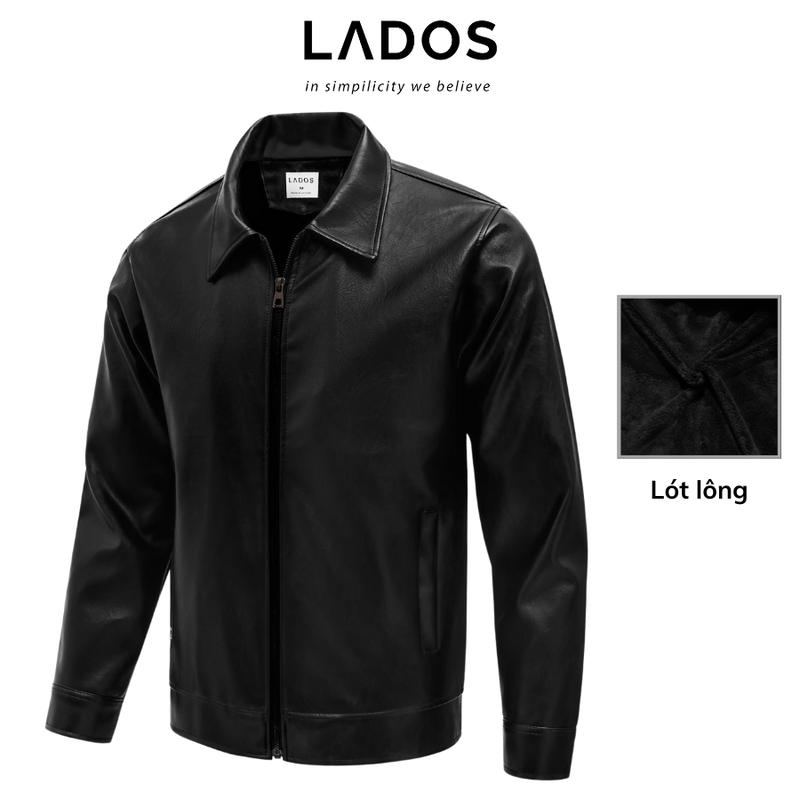 Áo khoác da nam đen PU cao cấp bền bỉ, LADOS - 32119 dễ phối đồ, nam tính mạnh mẽ