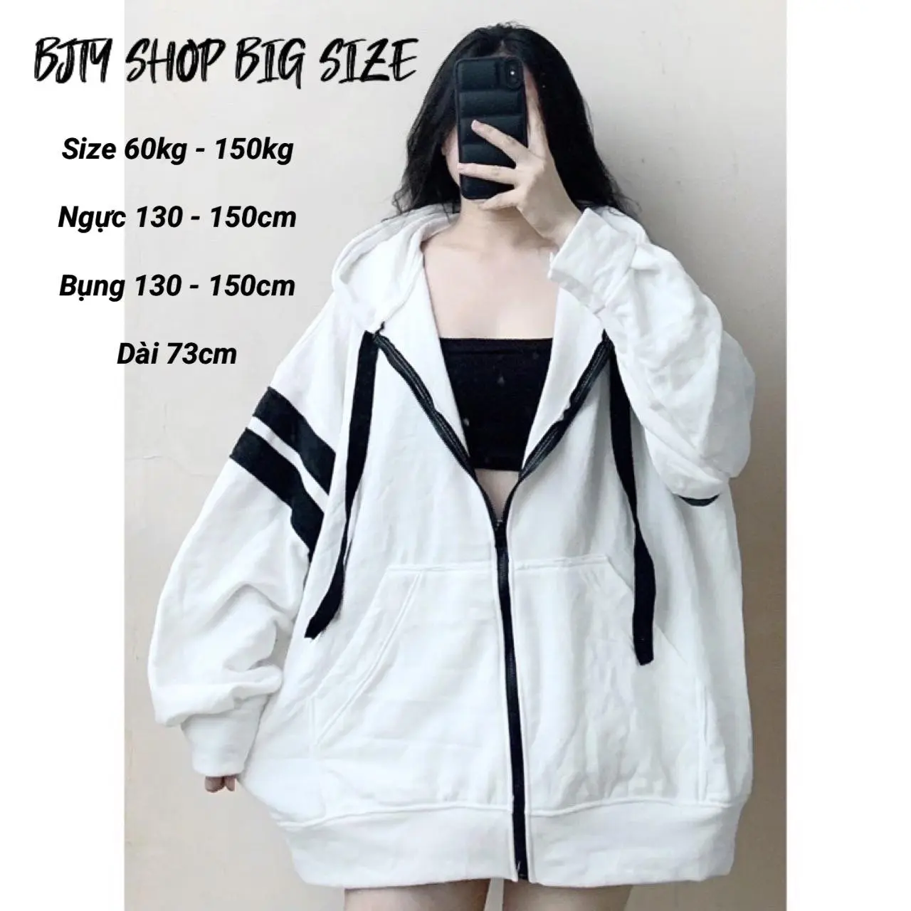 I BIG SIZE I KHOÁC NỮ NỈ TRẮNG 2 SỌC UNISEX NAM NỮ SIZE 50KG ĐẾN 135KG - BJTY SHOP BIG SIZE aokhoac a o việt nam khoá kéo áo phao da quỳnh anh áo khoác monz club hoodie c nâu đỏ hồng áo hoodie nơ giặt bằng nước lạnh zipper abhouse dày zip xanh đen (lông)