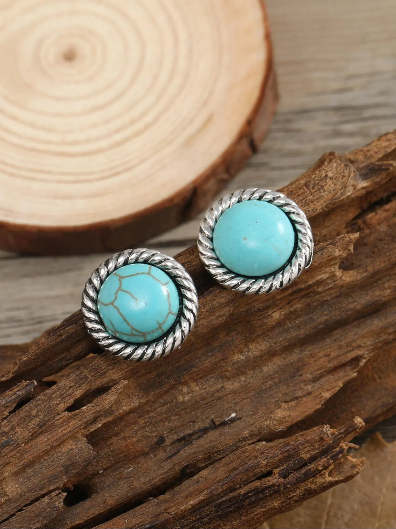 Vintage Turquoise Decorated Earrings, Fashion Jewelry for Party, Daily Clothing Decor, Trendy All-match & Exquisite Jewelry for Birthday Gift