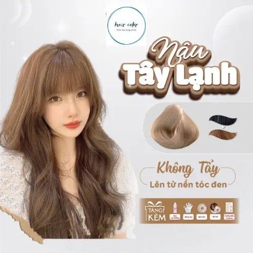 thuốc nhuộm tóc tại nhà màu NÂU TÂY LẠNH + tặng oxy trợ dưỡng găng tay