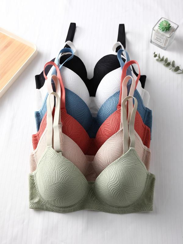 Women's Leaf Pattern Push Up Bra, Adjustable Strap Underwire Summer Bra, Comfortable Breathable Lingerie for All Seasons, Bras for Women 3