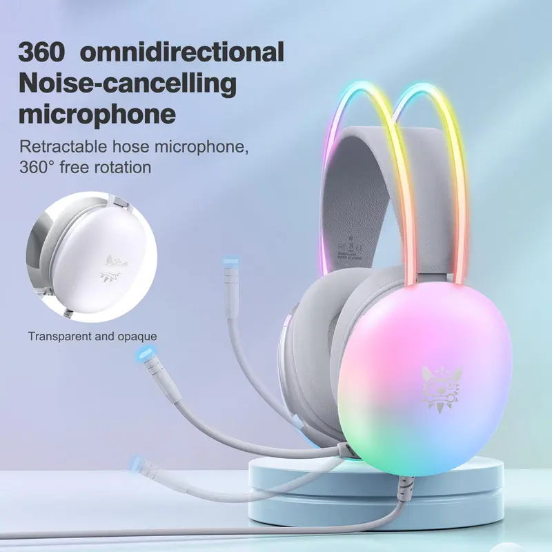 Onikuma X25 Over-ear Design Headphone, Noise Cancelling Headphone with Microphone, Gradient Light Effect Gaming Headset, E-sport Wired Headphone 8