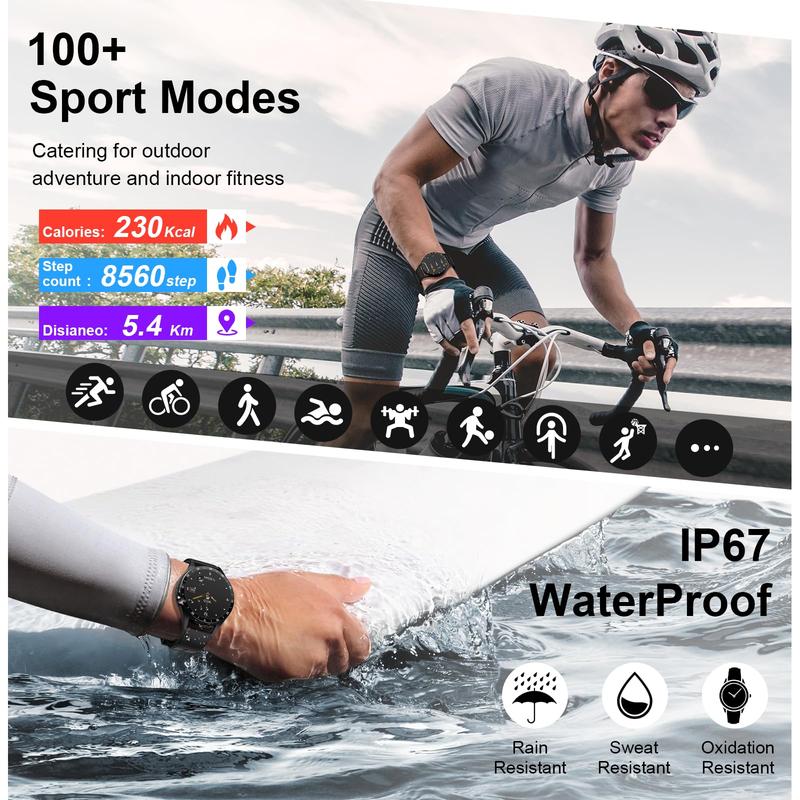Product Introduction of Multifunctional Smart Watch, 1 Count Fashionable Watch with Earphone, Long Standby Sports Watch with Weather Forcast, Music Control for Women & Men 3