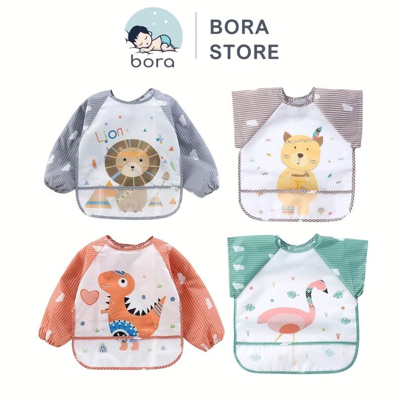 Áo yếm ăn dặm BLW cao cấp Chống thấm nước có máng chứa thức ăn rơi Cho Bé