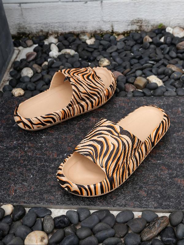 Women's Random Striped Print Slides, Casual Soft Comfortable Non-slip Slippers, Summer Beach Slippers, Fashionable Slippers for Indoor & Outdoor Wear, Walking Shoes 7