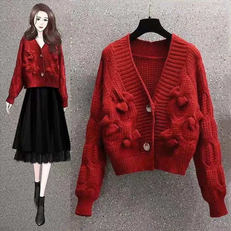 Áo Len Nữ, Phong Cách Thường Ngày Cổ Điển Nhật Bản, Cổ Chữ V, Có Nơ, Dáng Rộng Vừa Vặn, Áo Cardigan Dệt Kim, Thích Hợp Cho Mùa Thu Và Mùa Đông, Có Thể Mặc Ngoài Trời, Hàng Mới Về 2024 0