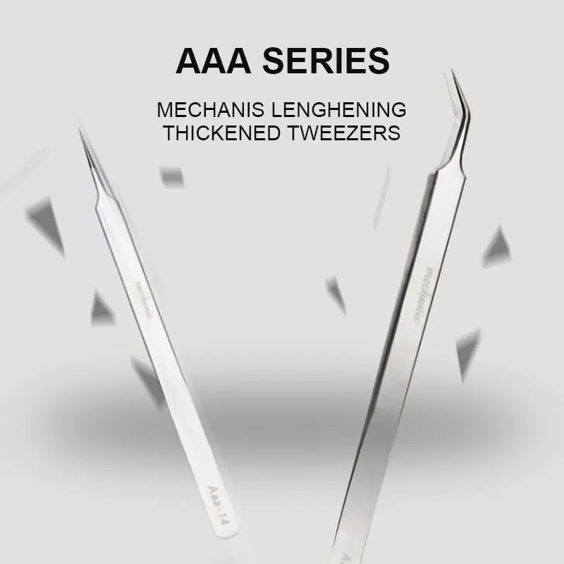 Universal Straight/Curved Tweezers, 1 Count High Hardness Ultra Fine Motherboard SMD PCB BGA Repair Clamping Clip, Mechanic Aaa-14 Aaa-15 3