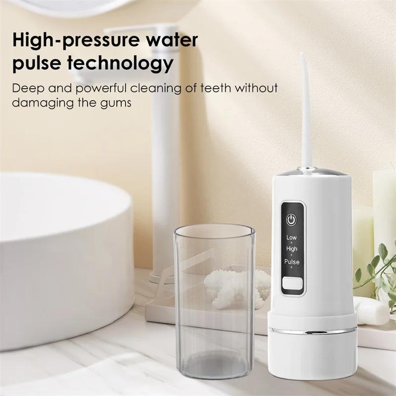 Portable Dental Water Flosser, 1 Set 4 Nozzles Oral Irrigators with Base Storage Design, Mouth Washing Machine, Personal Care Tool for Teeth Cleaning 7
