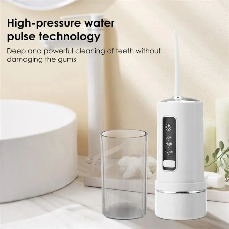 Portable Dental Water Flosser, 1 Set 4 Nozzles Oral Irrigators with Base Storage Design, Mouth Washing Machine, Personal Care Tool for Teeth Cleaning 7