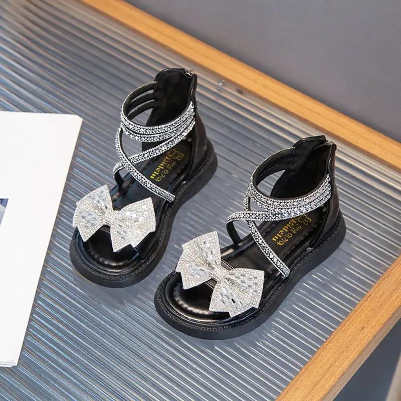 Sandal bé gái đi học, đi chơi, dép chiến binh nơ đính đá phong cách công chúa, sang trọng cho bé yêu SDG13 4