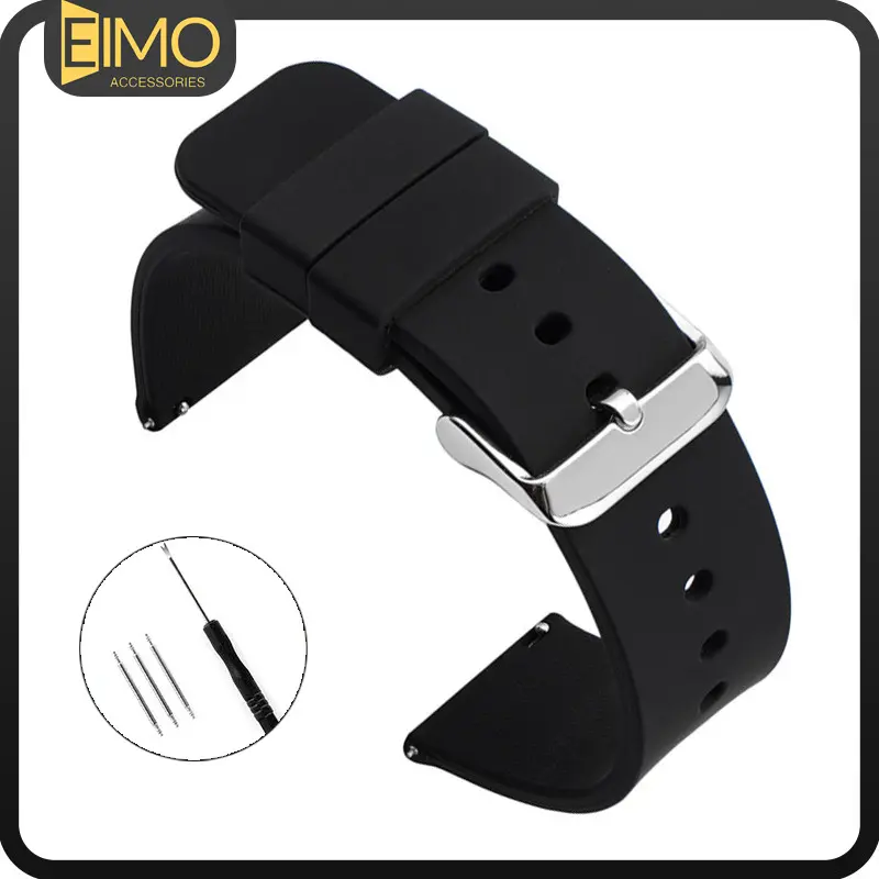 22mm 20mm Quick Release Soft Silicone Strap for Tali Jam Tangan Smartwatch Samsung Galaxy Watch FE 7 6 5 4 40mm 44mm 4 Classic 42mm 46mm 6 Classic 43mm 47mm 5 LTE 5 Pro 45mm Active 2 Polos Silikon Wristband Rubber Band for Huawei Watch /Amazfit/Garmin