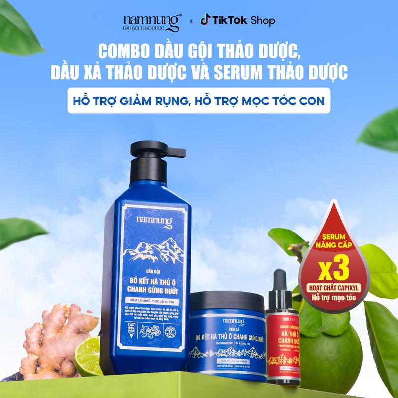 [Rẻ vô địch][Bán chạy] Combo dầu gội thảo dược NamNung, dầu gội hỗ trợ giảm rụng tóc 500ml chiết xuất thiên nhiên Bồ kết hà thủ ô và kem xả thảo dược hỗ trợ dưỡng tóc suôn mượt và serum thảo dược hỗ trợ mọc tóc
