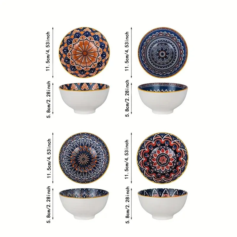 Boho Style Ceramic Tableware Set, Including Bowl & Plate & Spoon & Chopsticks & Gift Bag, Household Tableware Set for Home Kitchen Dining Room 4