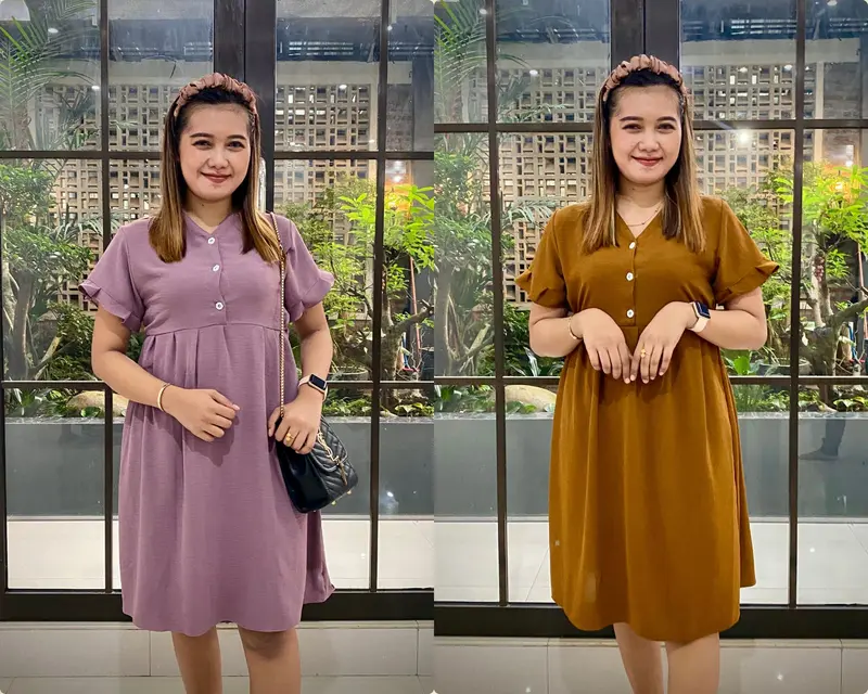 Paket Usaha 3 pcs Hana Inara Dress Midi Dress Ruffle Crinkle Bisa Pilih Warna Fashion Wanita 1