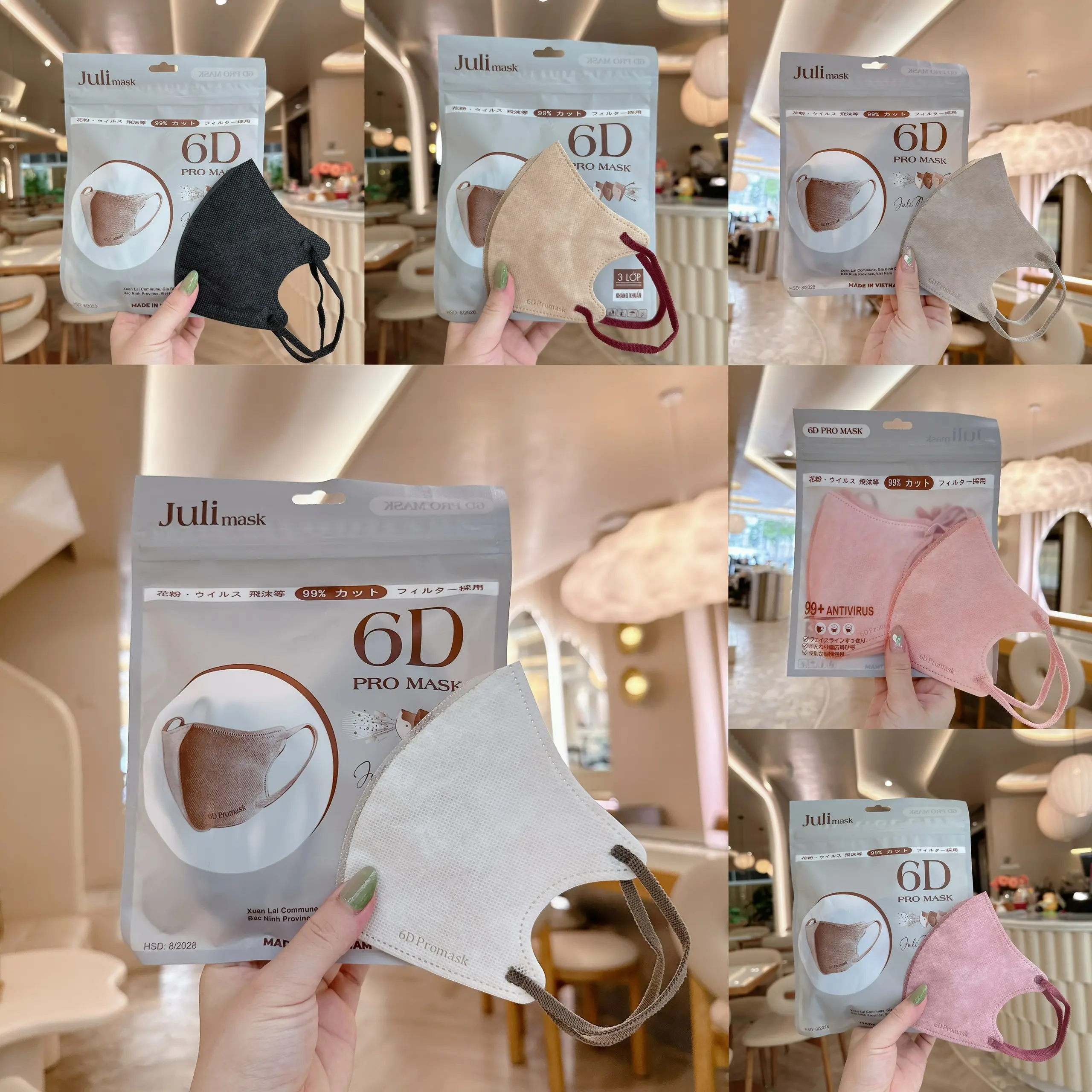 [Mua 100 chiếc - Tặng 20 chiếc] Combo 100 chiếc khẩu trang 6D JULI Pro Mask 3 lớp Thời Trang mỏng nhẹ, Nhiều màu hottrend