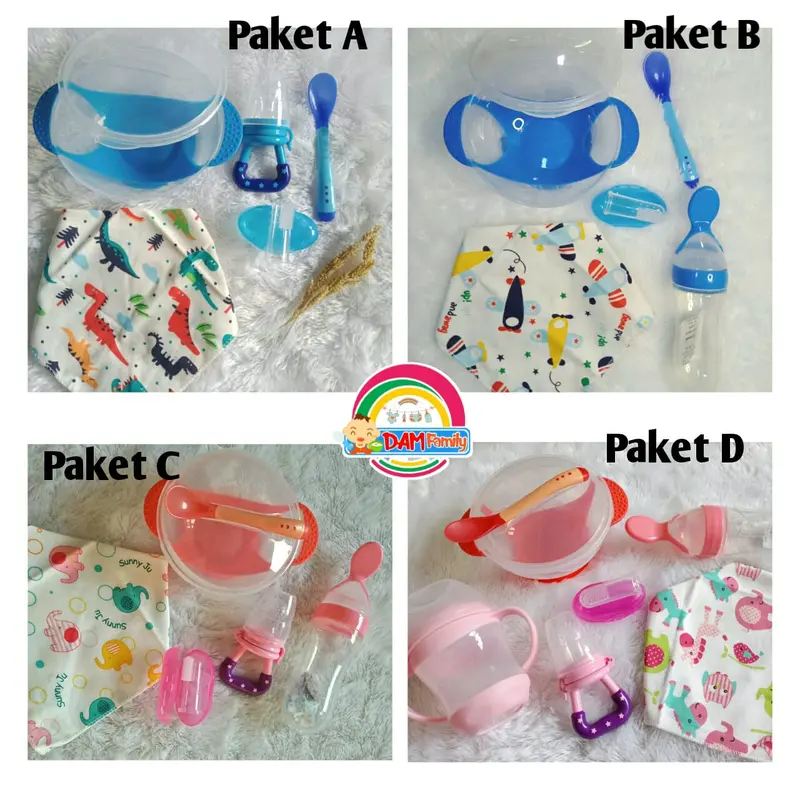 Paket Alat Mpasi Bayi Lengkap Peralatan Makan Bayi Perlengkapan Mpasi Bayi Mangkok Set Dot Buah Slabber Celemek Makan Bayi Sikat Gigi Sendok Silikon Bayi 1