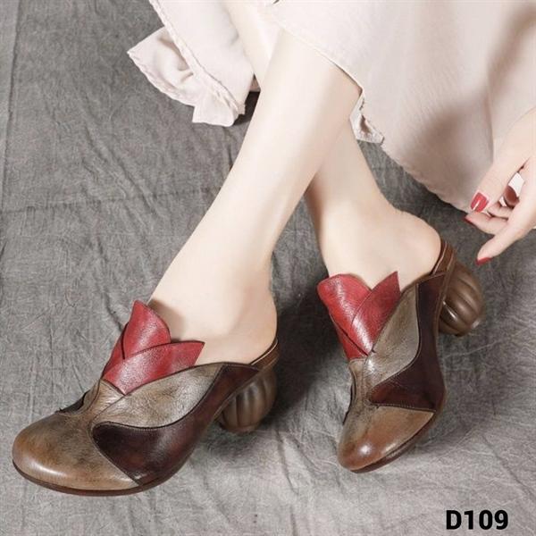 D109 GIÀY SỤC LABAG DA BÒ MỘC VIP CÁCH ĐIỆU HOA TULIP 2