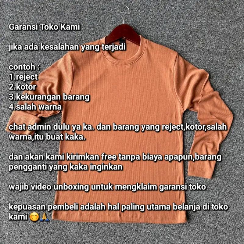 Kaos Rib Premium Lengan Panjang 2×1 / Kaos Rib Premium unisex Cewek Fit Katun Motif 7