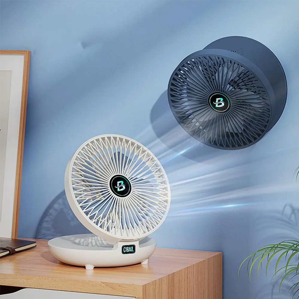 USB Rechargeable Foldable Fan, 1 Count Desktop Wall Mounted Fan, Foldable Fan with Built-in 1200mAh Battery, Suitable for Outdoor, Dormitory, Office, Living Room, Bedroom