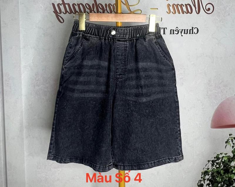Quần đùi jean  cạp chun co giãn thoải mái Nữ Women Pants Có Túi 2 Bên Kem 7