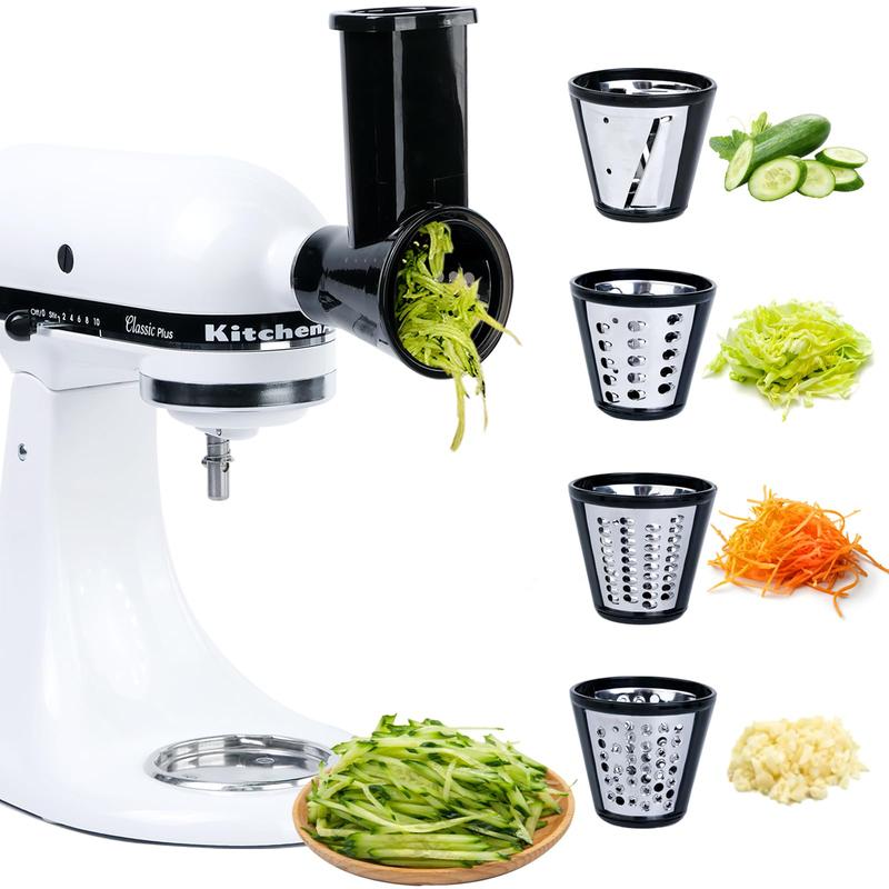 Product Introduction of KitchenAid Stand Mixer Attachment, 4 Counts/set Vegetable Chopper Attachment for KitchenAid Stand Mixer, Cheese Grater Attachment, Kitchen Appliance Parts 0