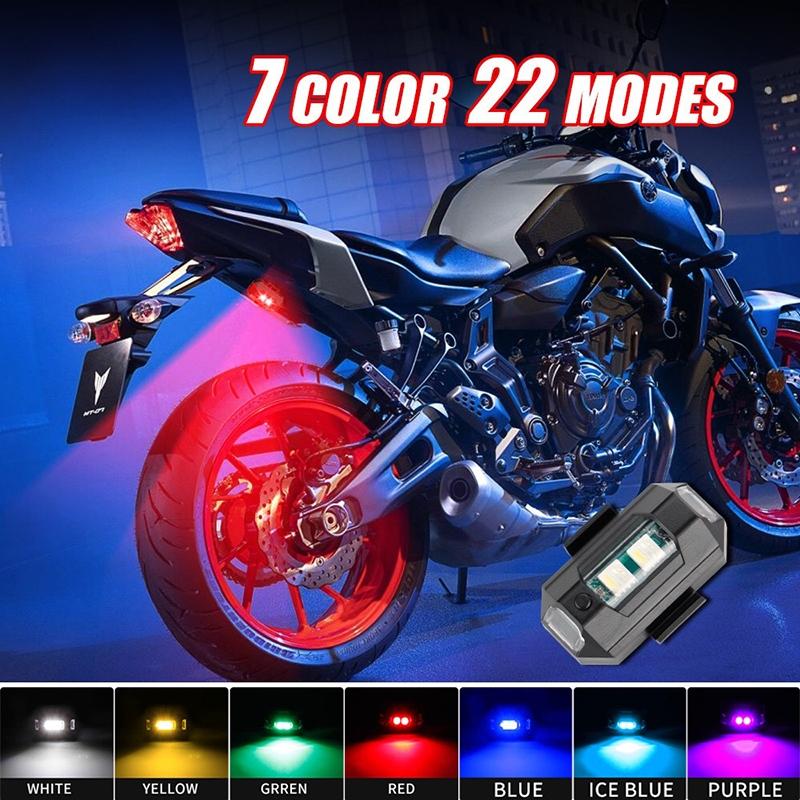 L&S USB Charging Rechargeable LED Flash Motorcycle Warning Light with 7 ...