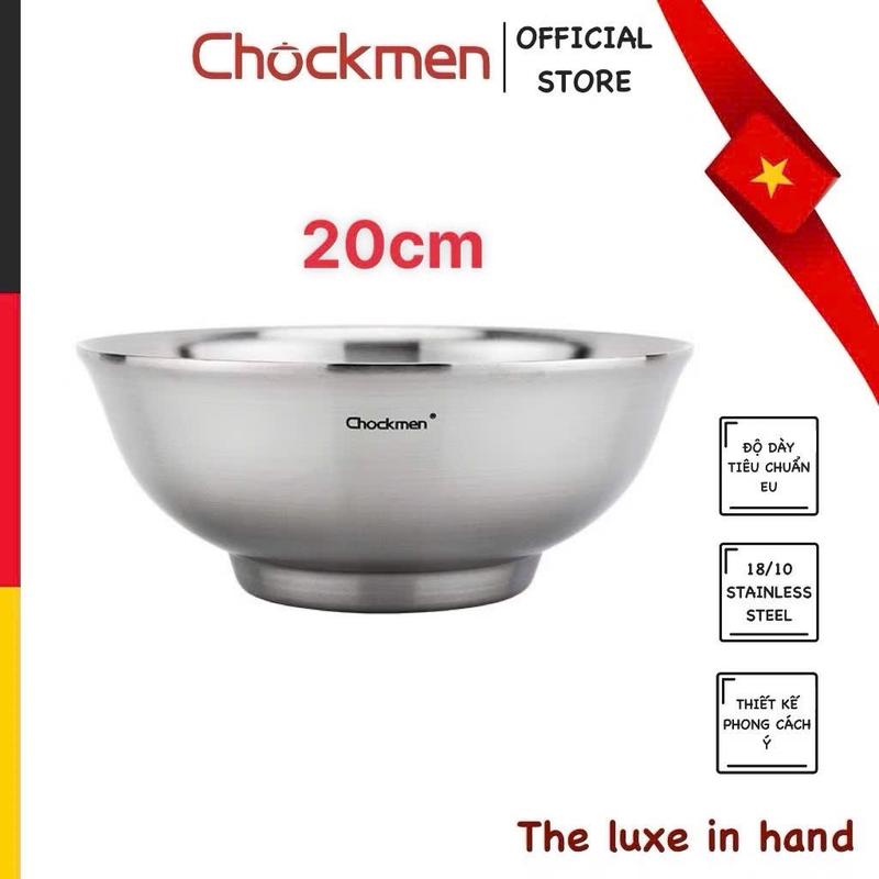 Bát Inox CHOCKMEN 20cm Inox Cao Cấp 2 Lớp Chống Nóng Cách Nhiệt Bát Canh Pha Mỳ Bát Tô Canh ( HÀNG SALE KO VỎ HỘP )