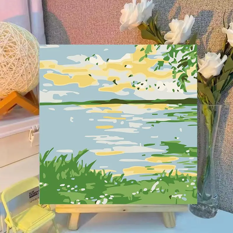 Tranh Sơn Dầu Kỹ Thuật Số, Hoa Và Phong Cảnh, Tự Làm, 30 * 30cm, Tranh Thủ Công Tô Màu, Tô Màu Tay Cho Trẻ Em, Có Thể Dùng Làm Đầy, Tranh Sơn Dầu Kỹ Thuật Số Hoa Tulip 6